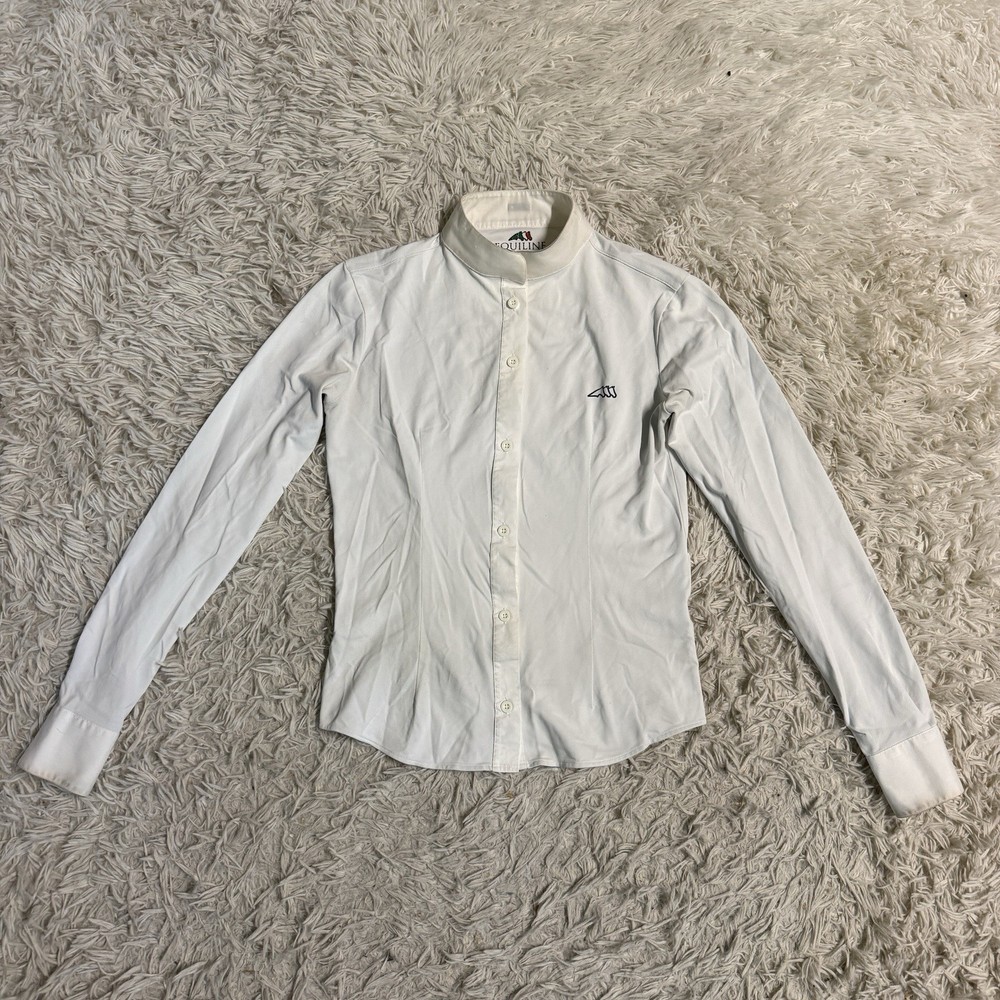 Women’s Size IT38 White Equiline Long Sleeve Horseback Riding Show Shirt