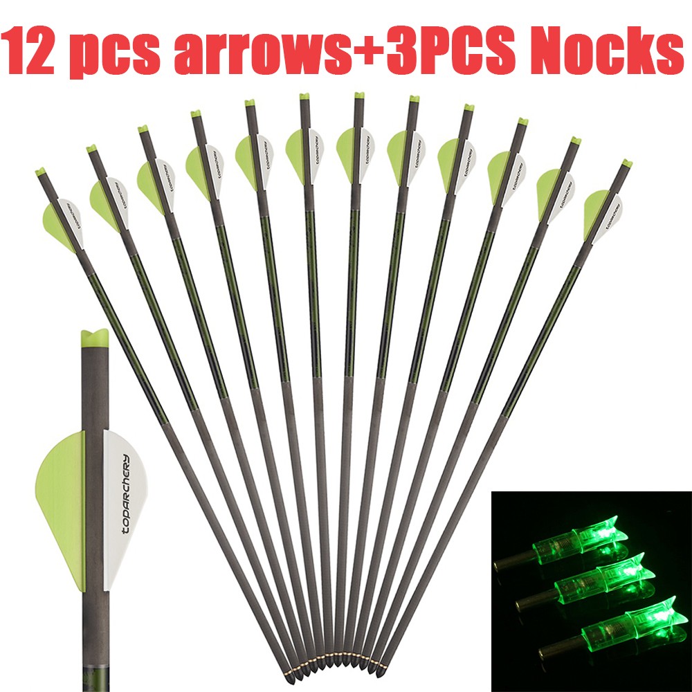 6/12pcs .006 20″ Pure Carbon Crossbow Bolts Arrows 385 Grain Archery Hunting USA