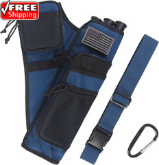 3-Tubes Hip Quiver Waist Hanged Arrow Archery Carry Bag with Pockets Adjustable