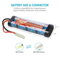 Tenergy 9.6V 1600mAh Flat Airsoft NiMH Battery Pack & Smart Charger Option