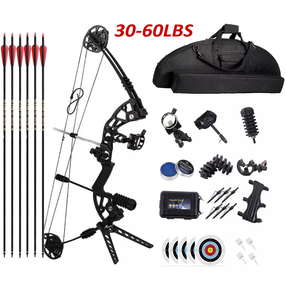 30-60lbs Compound Bow Arrows Kit Right Hand Archery Hunting for Target Shooting