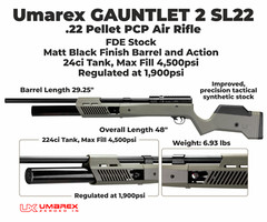 Umarex Gauntlet 2 SL22 .22 Cal PCP Side Lever Air Rifle w/Pellets&Targets&Scope