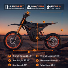 1200W Electric Dirt Bike Adults 70V 20.8Ah Battery Motor Bicycle 38MPH for Adult