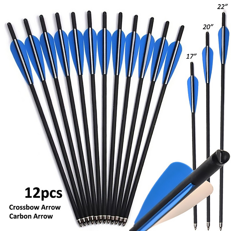 17″ 20″ 22″ Hunting Target Crossbow Bolts Archery Carbon Arrows OD8.8mm Crossbow