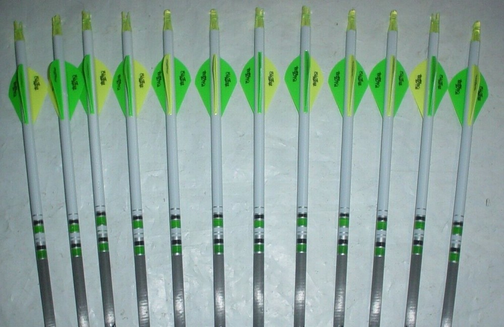 12 Gold Tip XT Hunter 400 Carbon Arrows Custom White Dip Crest/Blazer Vanes