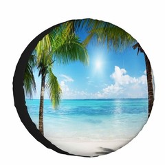 Palms and Beach Spare Tire Cover Tropical Landscape Caribbean Wheel Covers fo…