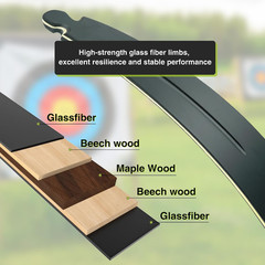 Black Hunter Recurve Bow Limbs Replacement, 25-60 Lbs Fiberglass/Bamboo