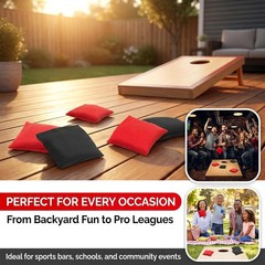 8-Pack Cornhole Bean Bags – 4 Black & 4 Red for Outdoor Games and Events