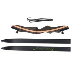 Archery 62″ Takedown Recurve Bow 20-50lbs Wooden Riser RH Hunting Carbon Arrows