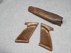 CUSTOM WALNUT FOREARM & GRIPS FITS CROSMAN 1377 C, 1322 P PISTOL CHECKERED