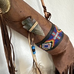 Deerskin Quiver Feathers Fringe and Arrows By Nora Long Navajo