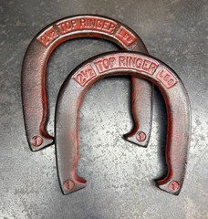 Vintage 2 1/2 Lb Top Ringer Horseshoes Blue / Red