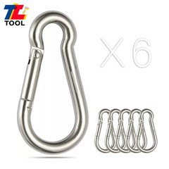 Set Of 6 264 Lbs 304 Stainless Steel Spring Snap Hook Carabiner Clips
