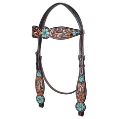 Western Headstall and Breast Collar Set HILASON Tooled Leather Horse Bridle Tack