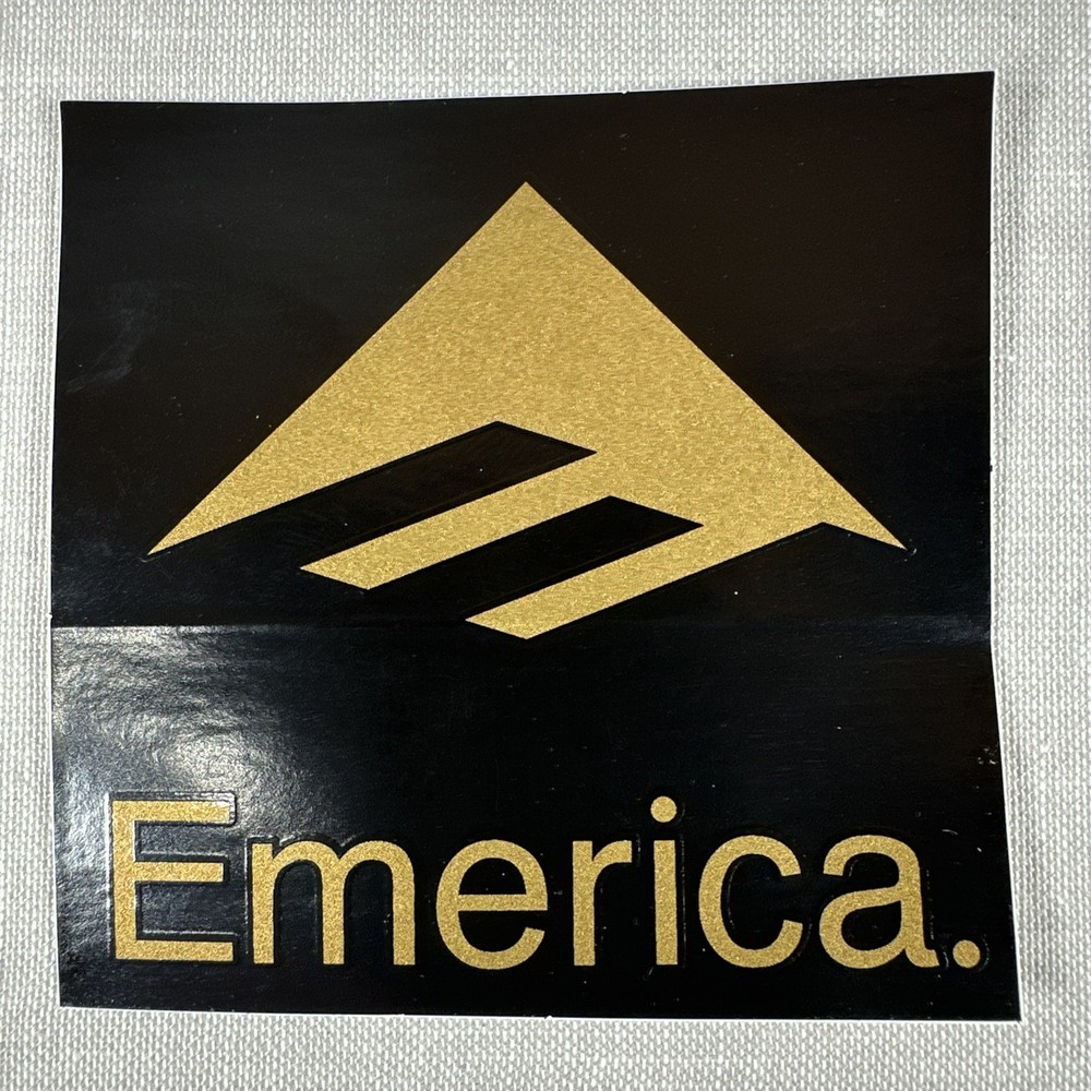 Vintage Emerica Black/Gold Block Skateboarding Sticker 3″ x 3″
