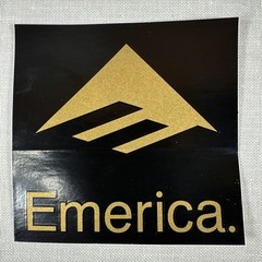 Vintage Emerica Black/Gold Block Skateboarding Sticker 3″ x 3″