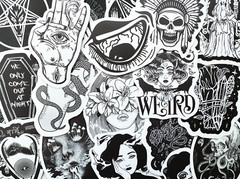 100 Cool Black and White Goth Laptop Stickers Dark Skull Tattoo Decals