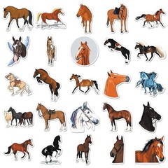 30Pcs Random Steed Riding Horse Party Favor Animal Cartoon Waterproof Stickers
