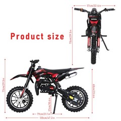 Gas Dirt Bike 49CC 2-Stroke Motorcycle w/Off-Rode Tire Up to 25 Mph,Load 330LBS