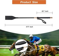 Horse Whip, Black , 18 Inches Long, PU Leather Equestrian Teaching Whip