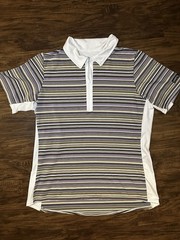 Kerrits Breeze Ice Fil Short Sleeve Shirt Stripped Women Size Large