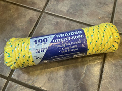 Braided Utility Rope 3/8″ x 100′ – Multifilament Polypropylene (yellow)