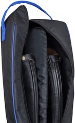 English Boot Bag – Handle and Shoulder Strap – Black – Purple or Royal Blue Trim