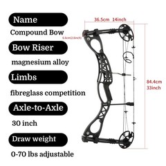 Archery 0-70lbs 33» Compound Bow Set Arrow 320fps Let-off 80% Target Shooting