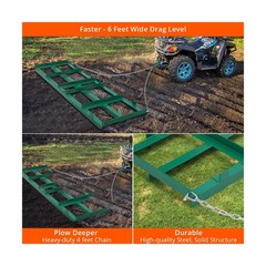 72″ Width Driveway Drag, Drag Harrow Driveway, Grader Landscape Power Rake Le…