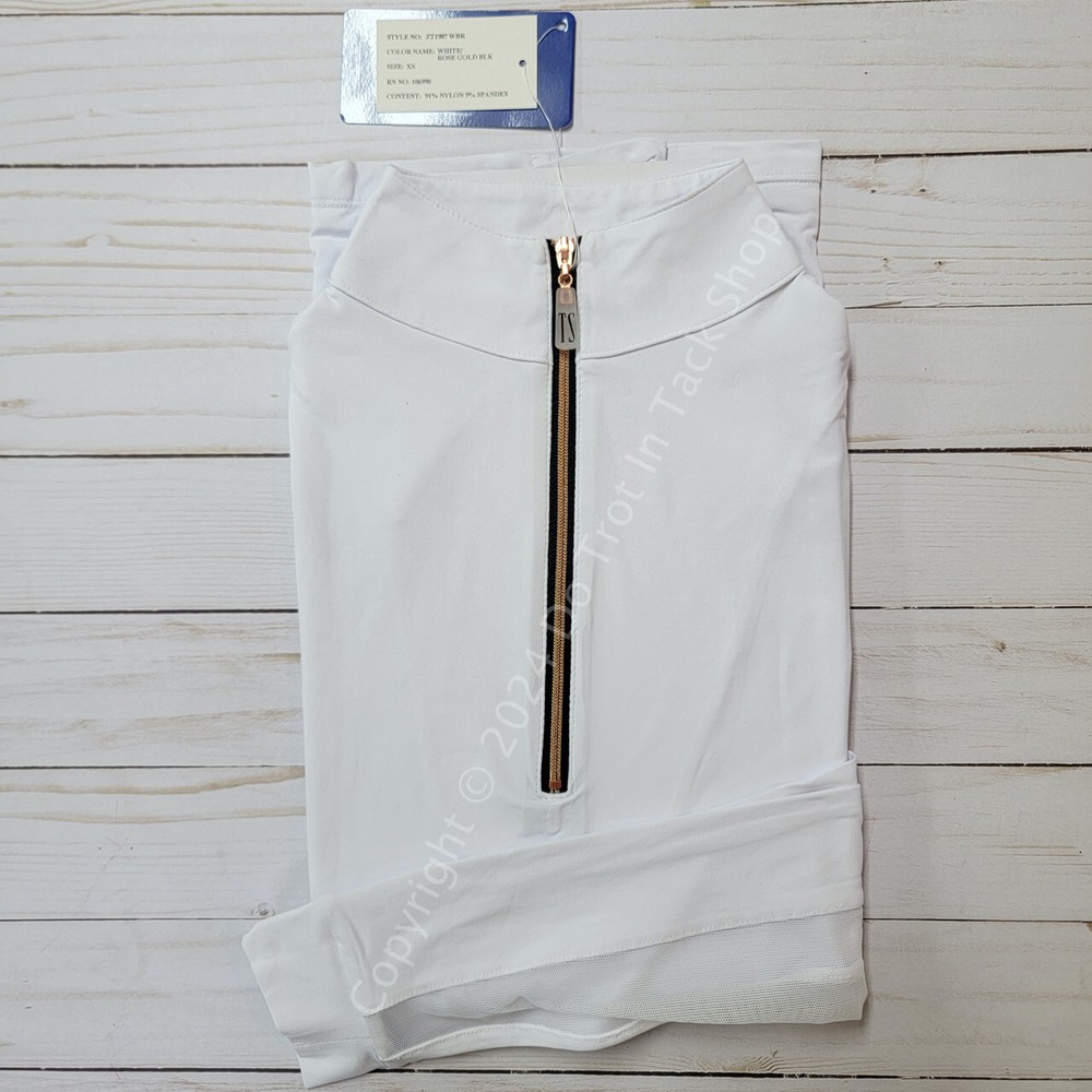 Tailored Sportsman ICEFIL Long Sleeve Ziptop Shirt – White/Black/RoseGold