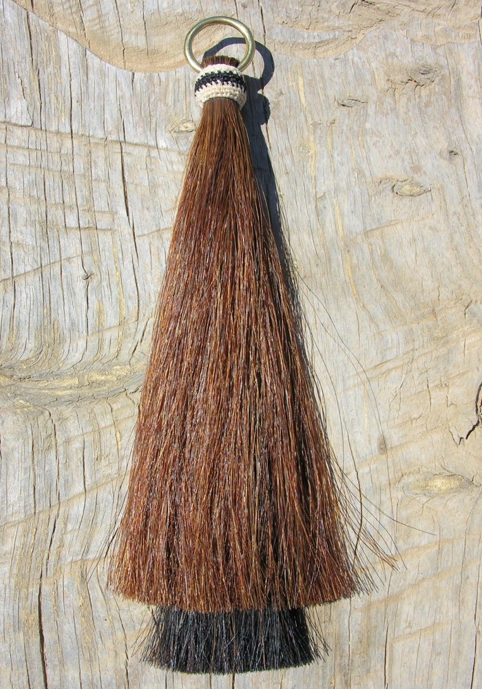 Horse Hair Shoo Shu-Fly Tassel Two Bell Mule Tail Cut – Chestnut/Black -13″