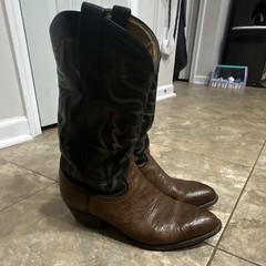 Tony Lama Brown & Black Leather Bullhide Cowboy Boots 10.5EE