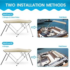 Naviskin Sand 4 Bow 8L X 54 H X 79-84 W Bimini Top Cover Includes Mounting