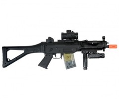 Double Eagle S552 AEG Electric Airsoft Gun w Flashlight Grip Red Dot Sight M82P