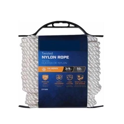 Richelieu Nylon Rope, Twisted, White, 3/8 In. x 50 Ft. – 642261
