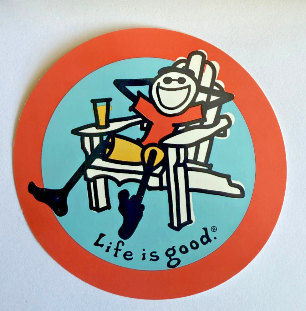 CLASSIC NEW LIFE IS GOOD 4″ STICKER DECAL JAKE ADIRONDACK – BRAND NEW