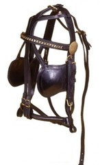 Leather Harness Bridle – Black Leather with Brass Hardware & Accents – 3 sizes