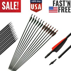 12pcs 30 inch Archery Fiberglass Arrows Spine 500 Hunting Target Practice Arrows