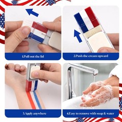 Red White Blue Face Paint Stick Patriotic Eye Black for 4th of July Sports Fans