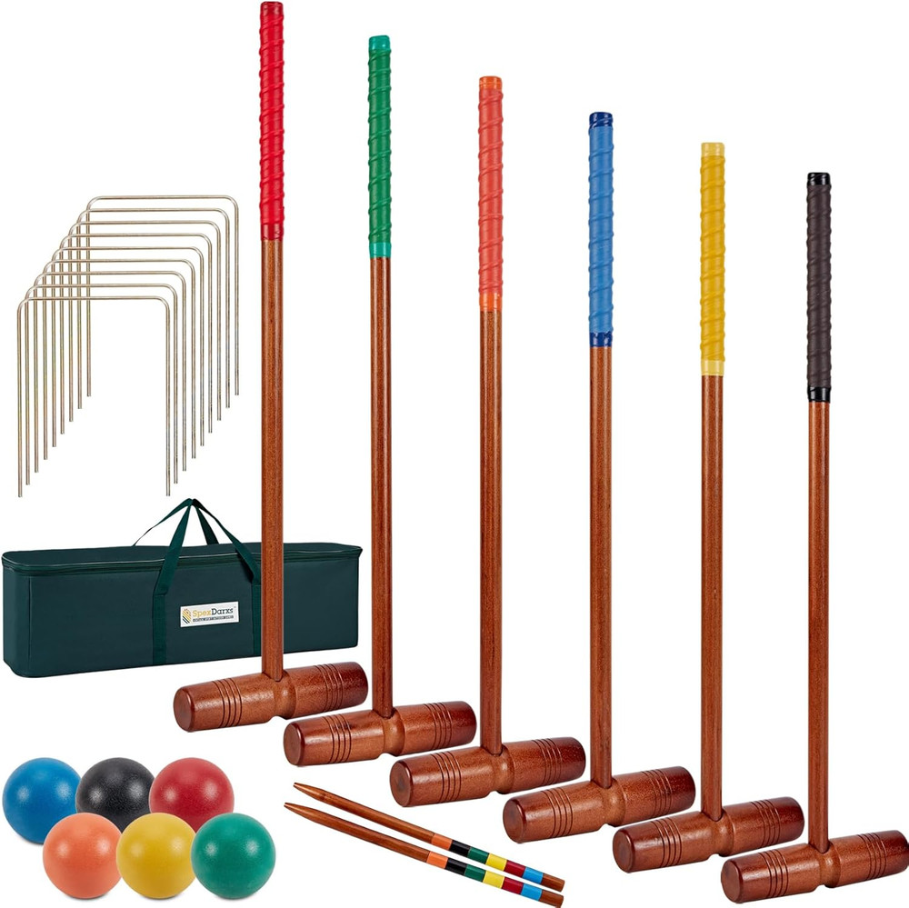 35’’ Deluxe Croquet Set, Six Player Croquette Game with Premium Wooden Mallets,
