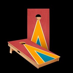 Cornhole Boards Set SkipsGarage Retro Triangle ACA Size Foldable Legs