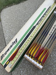 Browning Vintage NOS Aluminum Arrow Set of 12, 6 Field Tips & 6 Broadheads