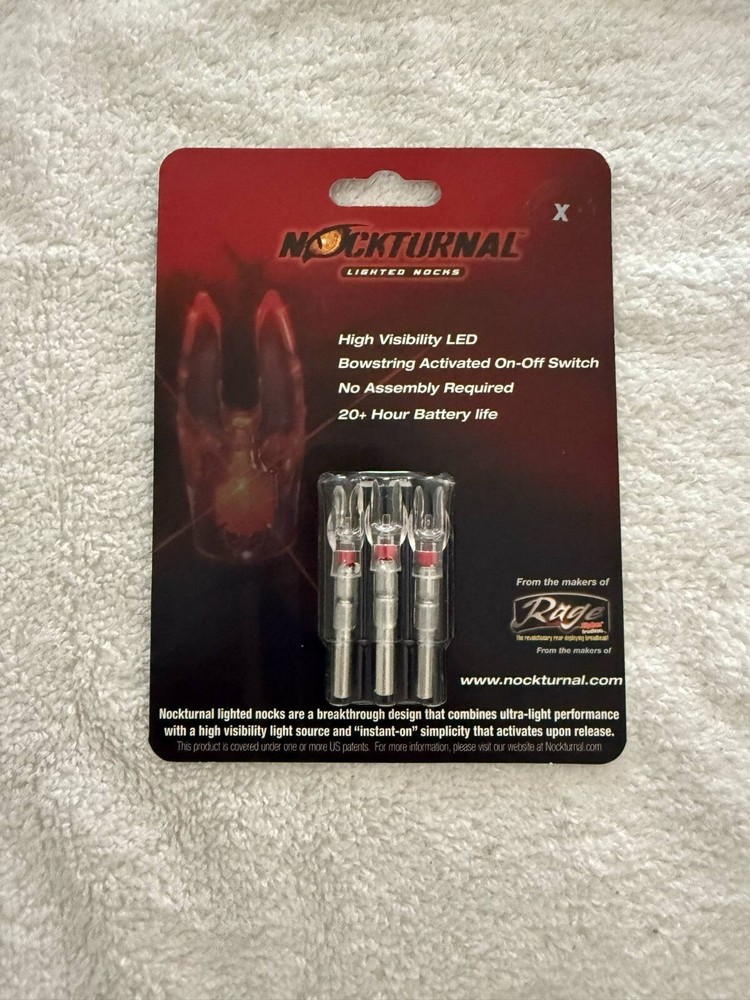 Nocturnal NT502 Red Lighted X Nocks NT-502 3pk Hunting Bowhunting Arrow High Vis