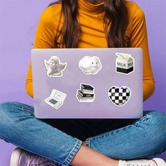 61Pcs Cute Aesthetic Stickers for Water Bottle Black and White