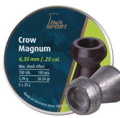 H&N Crow Magnum 150 Count HOLLOW POINT 6.35mm .25 Caliber Pellets GERMANY