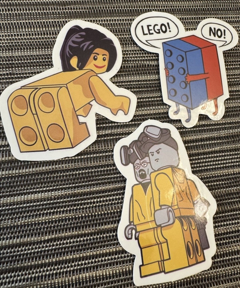 Lot 3 LEGO FUN RISQUÉ GLOSSY Sticker DECAL Decal
