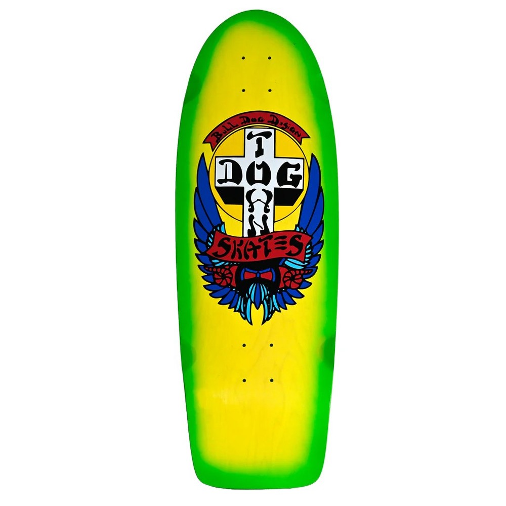 Dogtown Skateboard Deck Bull Dog OG 70s Classic Yellow/Green 10″ x 29.622″