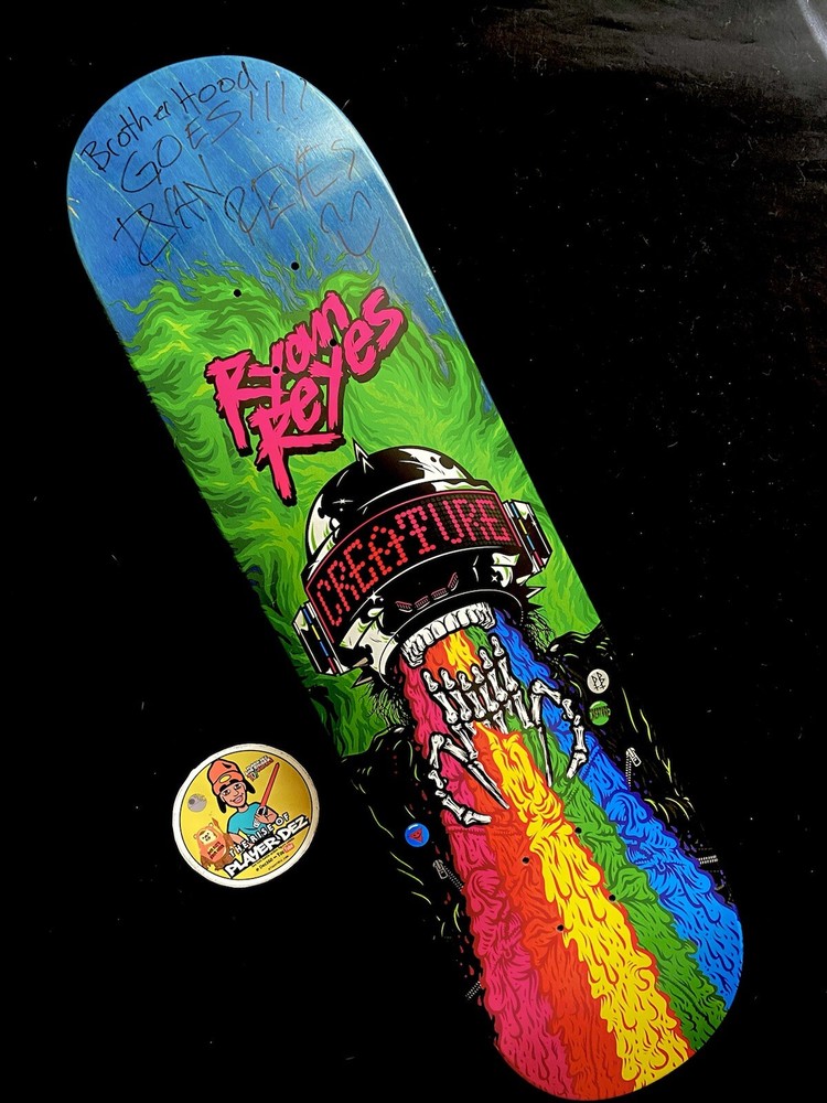 RARE SIGNED Creature Ryan Reyes Leather Rainbow Skateboard Deck Autographed 2015