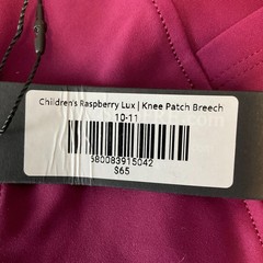 Free Ride Equestrian Pants Girls Size 10-11 Raspberry Lux Knee Patch Breech