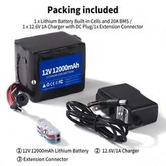 Lithium Hellas 12V12Ah 16Ah Rechargeable Lithium Battery Pack Portable US Plug